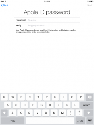 Create and apple ID password. 